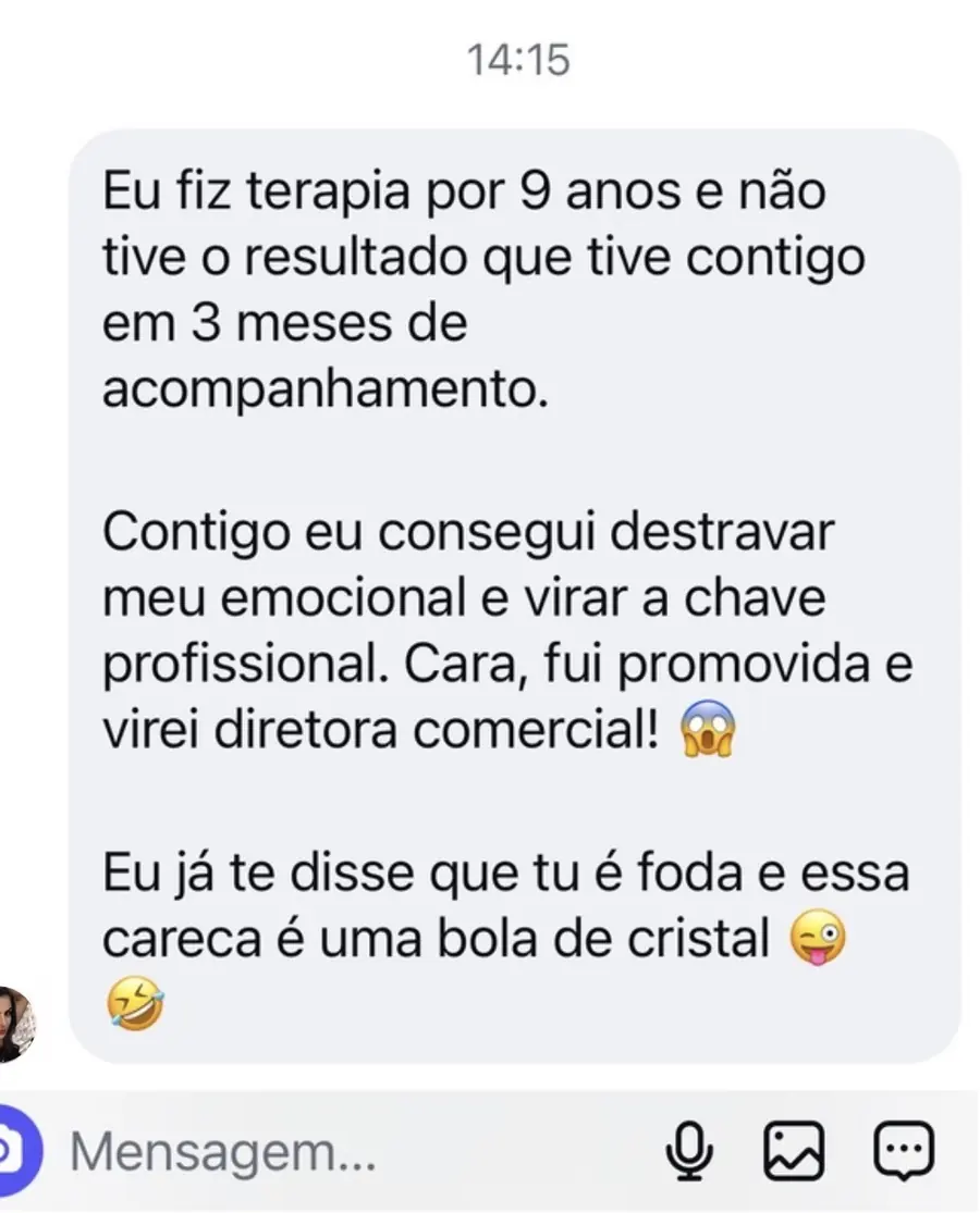 Depoimento sobre evolução profissional