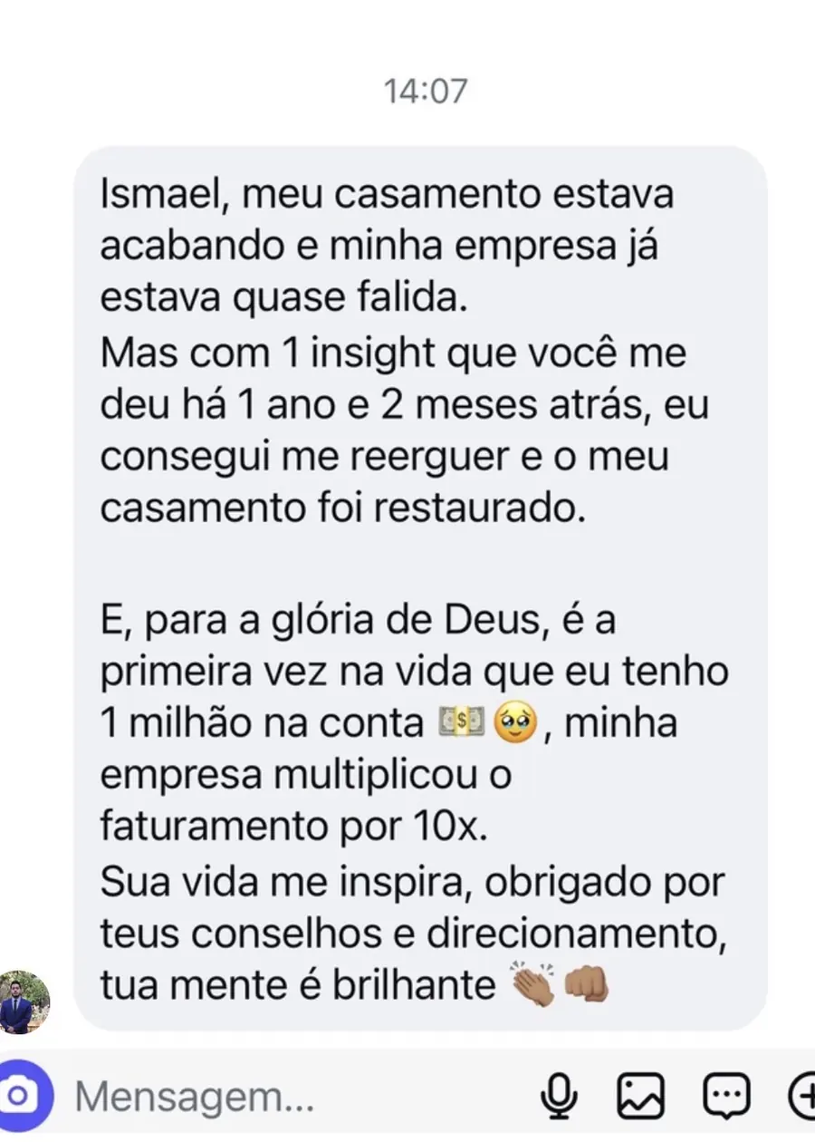 Depoimento sobre vida pessoal e empresa
