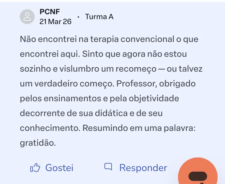 Depoimento de participante da Turma A